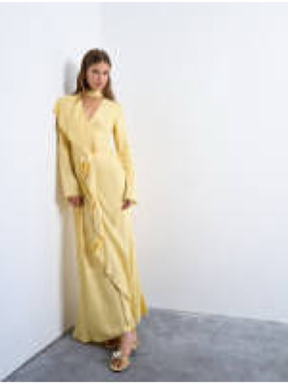Topshop Pale Yellow Ruffle-Trim Maxi Dress - Picture 10 of 12